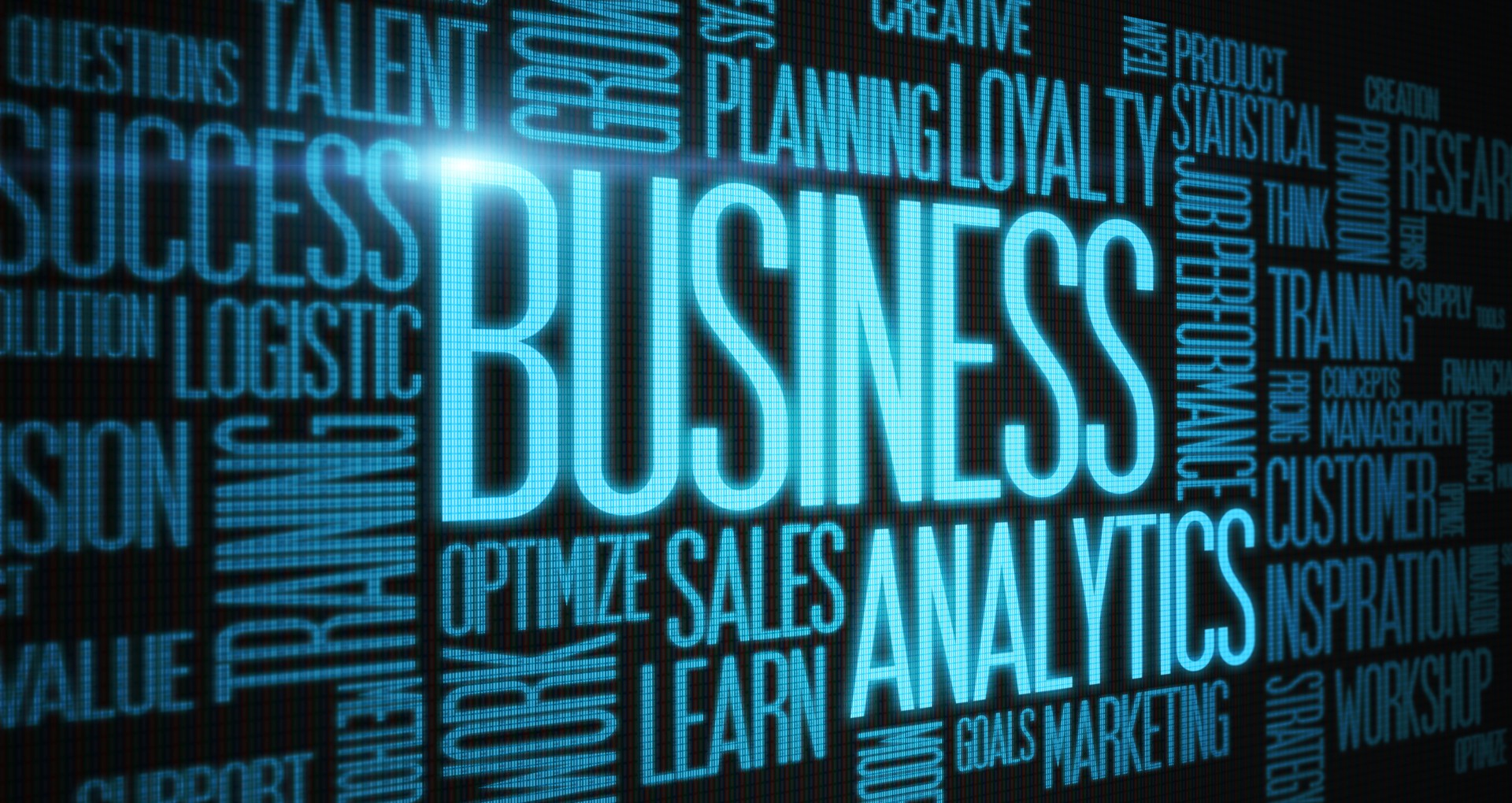 Business analytics text planning on monitor