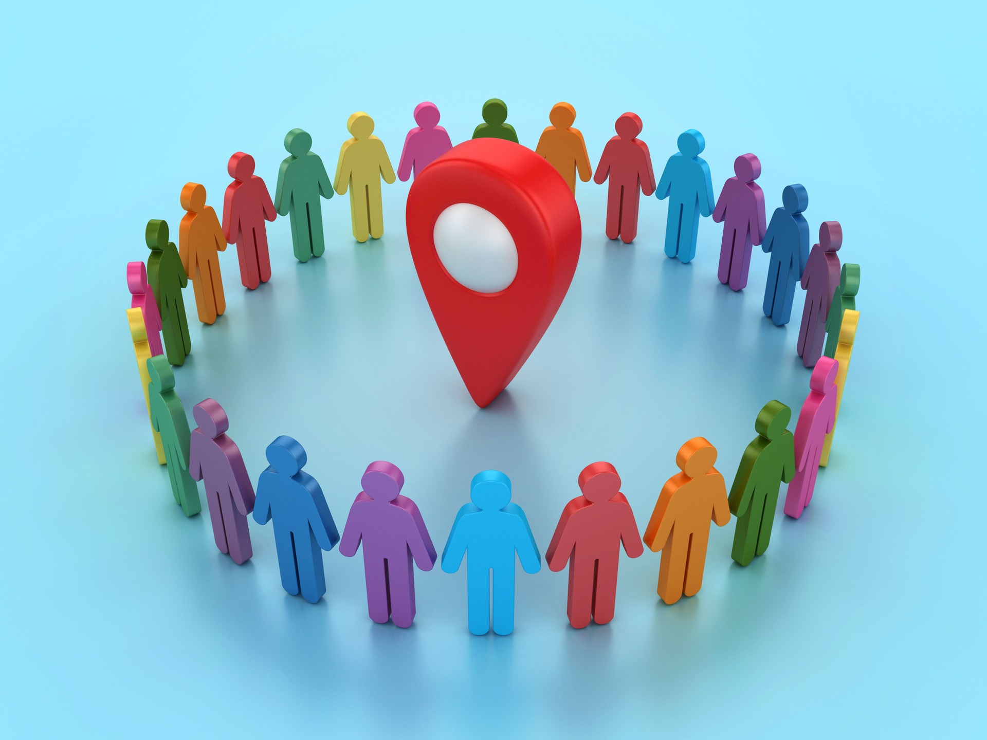 GPS Marker with Pictogram People Teamwork